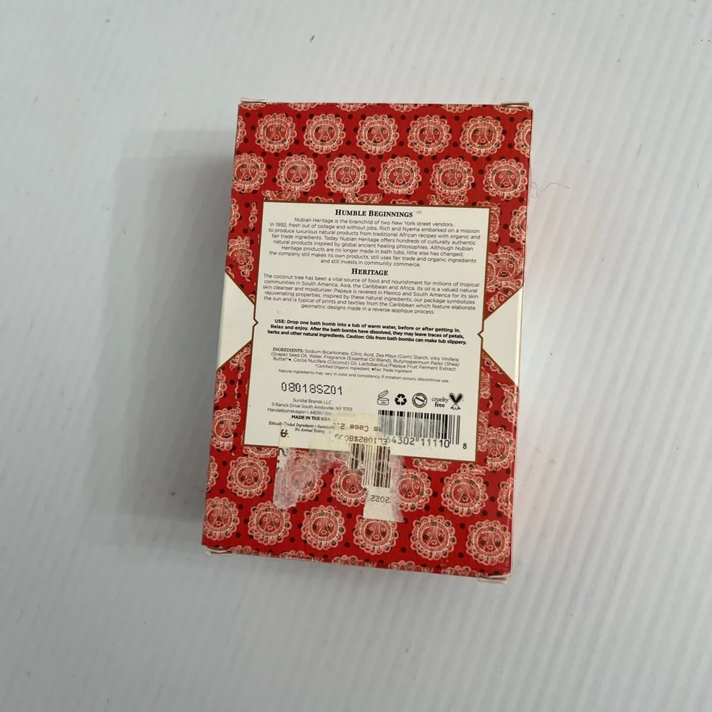 NUBIAN COCONUT & PAPAYA Bath Bombs pack of 5